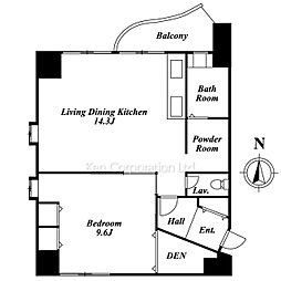 マーヴェラスガーデンコート 7階1LDKの間取り