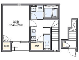 レオネクストサンハウス 2階1Kの間取り