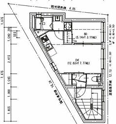 JR中央線 荻窪駅 徒歩9分の賃貸マンション 3階1DKの間取り