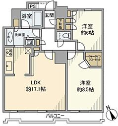 エアレジデンス新浦安TOWEREAST 2LDKの間取図画像