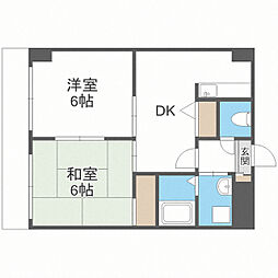 日之出ビル多の津 2DKの間取図画像