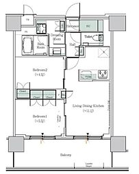 ONE ROOF RESIDENCE NISHINIPPORI 2LDKの間取図画像
