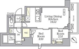 プライムガーデン大森 1103 11階2LDKの間取り