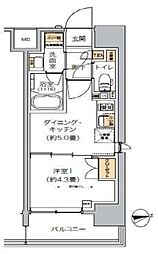 リビオメゾン芝浦 1DKの間取図画像