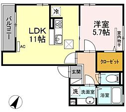 ウェルド 1LDKの間取図画像