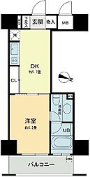 ベルファース本郷弓町 7階1DKの間取り