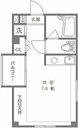 東中野ギンザ通りハイツ 3階ワンルームの間取り