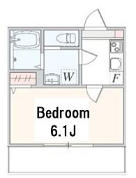 アザーレ・パッシオ新百合ヶ丘B 2階1Kの間取り