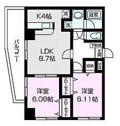 リーブル朝霞 2LDKの間取図画像