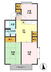 ドリームハイツ Ａ 1階3DKの間取り