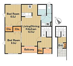 リバーサイドヴィレッジ1 2LDKの間取図画像