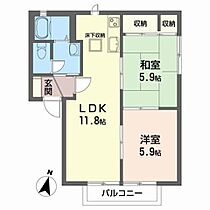 ビューラーＢ 102 ｜ 福島県郡山市八山田１丁目44（賃貸アパート2LDK・1階・50.00㎡） その2