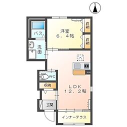 ボワ　ヴェールIV 1階1LDKの間取り