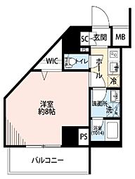 プレール・ドゥーク横濱子安 1Kの間取図画像