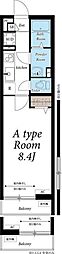 リブリ・東保木間 2階1Kの間取り