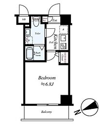 東急池上線 池上駅 徒歩4分の賃貸マンション 7階1Kの間取り