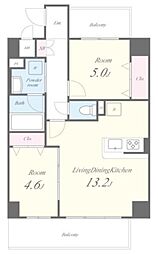 エルデ国立 5階2LDKの間取り
