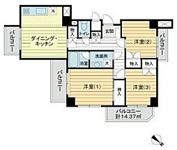 ヴェルデコート 8階3DKの間取り