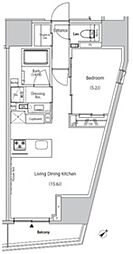 ザ・パークハビオ市ヶ谷ウエスト 1LDKの間取図画像