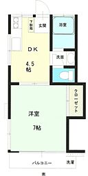 ホワイトハウス 2階1DKの間取り