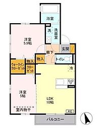 カーサ・デ・エレーラ 2LDKの間取図画像