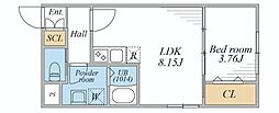 LEGALAND文京千石 1LDKの間取図画像