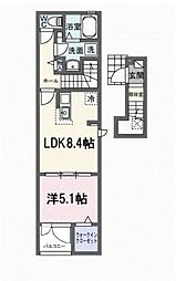サンフィールド 2階1LDKの間取り