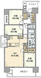 プラウド浦和常盤マークス 3LDKの間取図画像