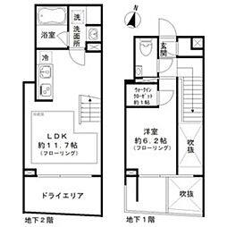 IPSE代木上原DLX 地下1階1LDKの間取り