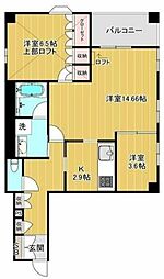 クオリア恵比寿ウエスト 13階2LDKの間取り