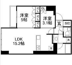 ローレルタワールネ浜松町 2LDKの間取図画像