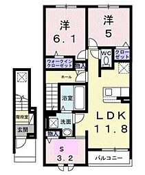 ウィステリアタウンＧ 2階2LDKの間取り