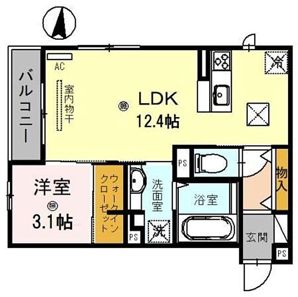 D-room東公園 ｜和歌山県和歌山市南出島(賃貸アパート1LDK・1階・40.00㎡)の写真 その2