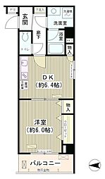 カーサミア 1DKの間取図画像