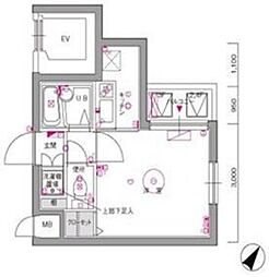 ル・リオン目黒I 2階1Kの間取り