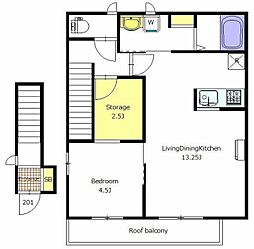 クレールM 2階1LDKの間取り