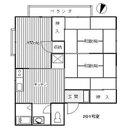 セジュール Ｕ 2階3DKの間取り