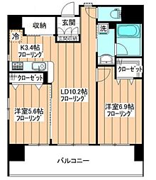 パトゥー調布 2LDKの間取図画像