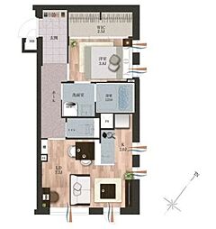 デュオメゾン渋谷松濤 3階1LDKの間取り