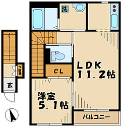 ラ・パーチェ 1LDKの間取図画像