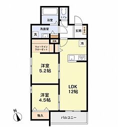 Aireville 2LDKの間取図画像