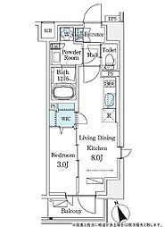 ジオエント早稲田 1LDKの間取図画像