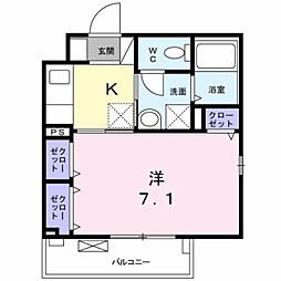 ラフィネ堀之内 1Kの間取図画像