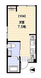 ピースフルパレス品川 ワンルームの間取図画像