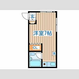 末広ハウス 1階ワンルームの間取り