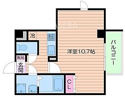 阪急千里線 関大前駅 徒歩5分の賃貸マンション 2階1Kの間取り
