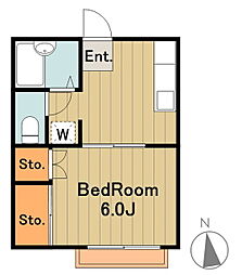 京王相模原線 京王多摩センター駅 徒歩13分の賃貸アパート 1階1DKの間取り