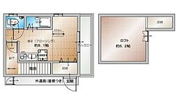ライム 2階ワンルームの間取り