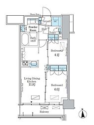 パークアクシス新宿百人町 6階2LDKの間取り