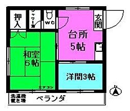 ドミール東 3階2Kの間取り